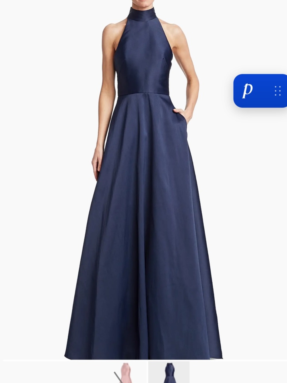 Monique Lhuillier Navy Halter Ball Gown